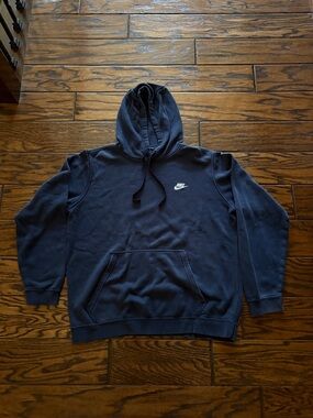 Nike Dark Blue Pullover Hoodie with Small Swoosh